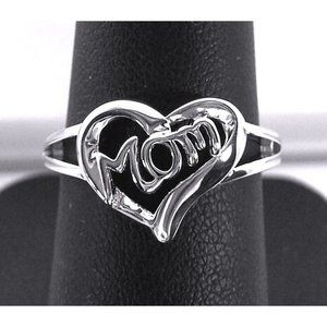 925 STERLING SILVER Mom Mother's Day Heart Ring